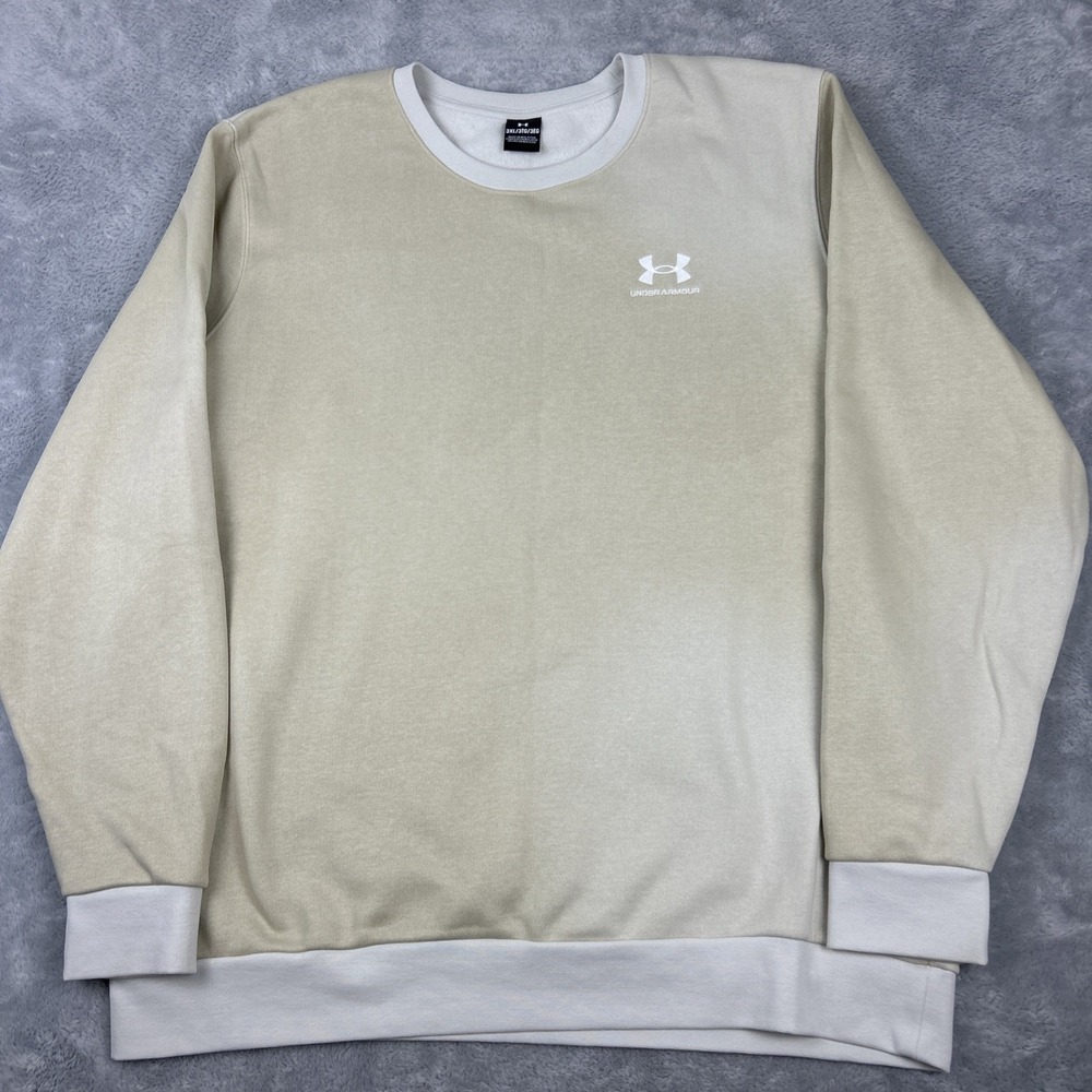 Under Armour Essentials Fleece Novelty Crew Size 3XL Beige Embroidered Logo